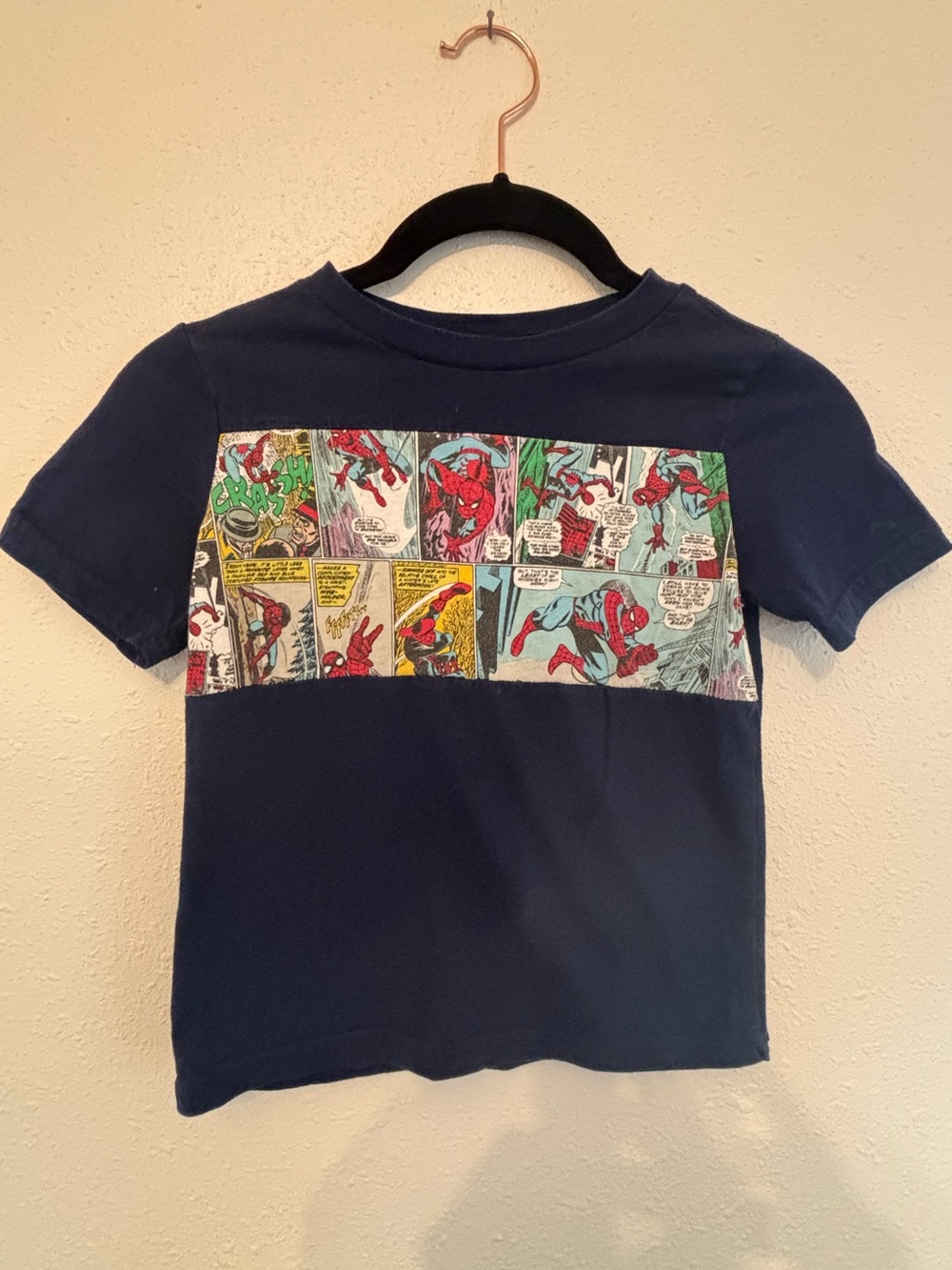 Marvel Navy Kids Tee with Multicolor Comic Panel